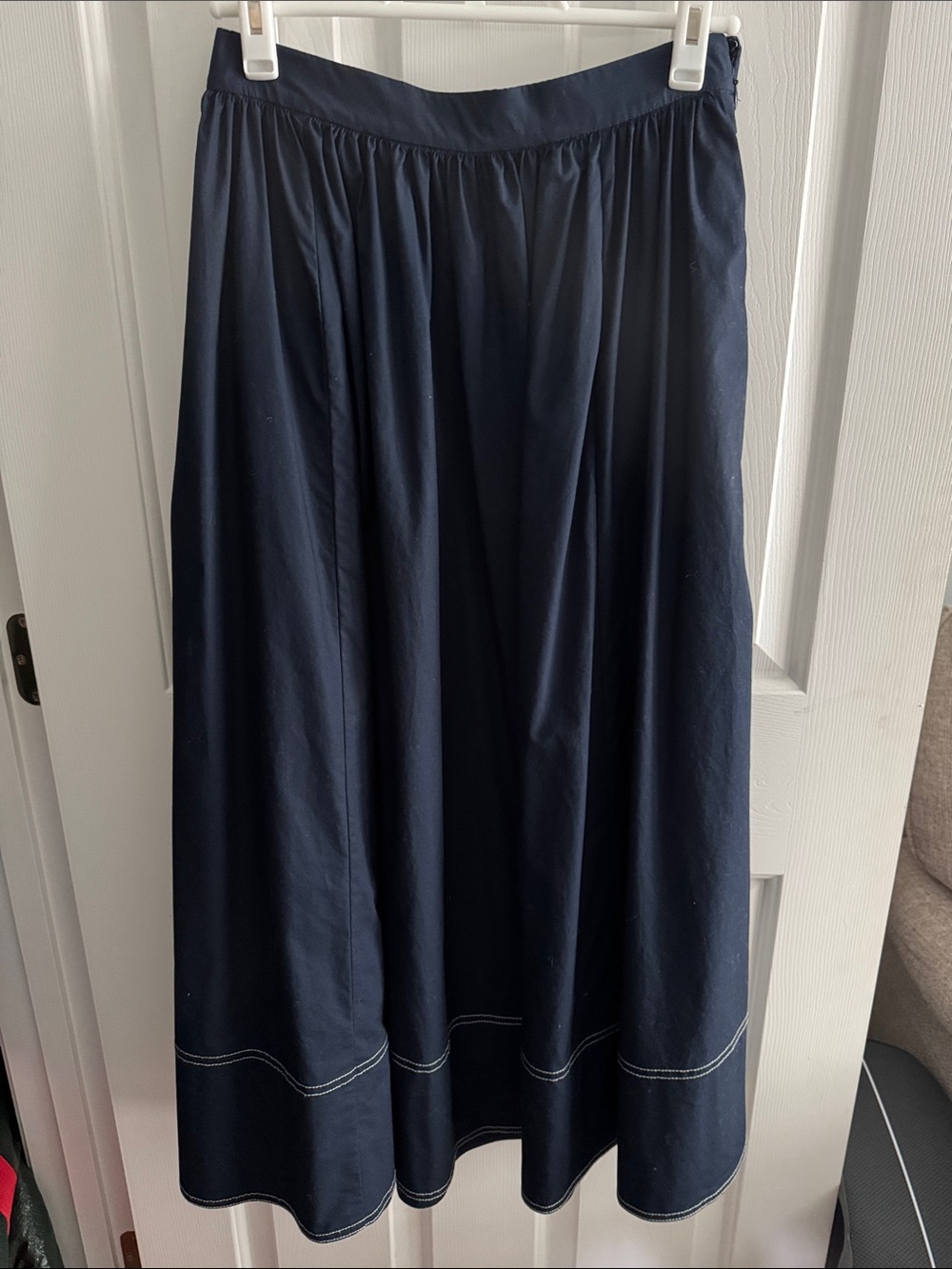 J. Crew Navy Maxi Skirt with Contrast Hem Stitching